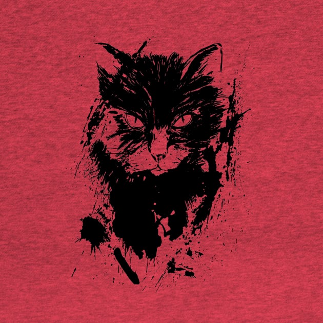 black cat on red by NemfisArt